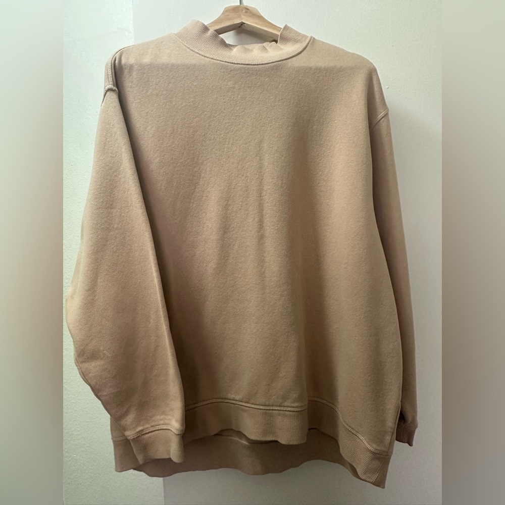 H&M Tan Crewneck Sweater Soft Cotton Blend